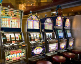 Row of slot machines in a cruise ship