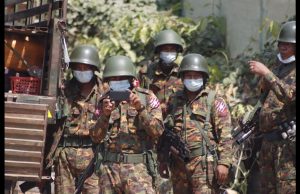 Military council troops stationed in 5 Daing village