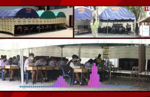 Temporary classrooms are constructed due to the increase in number of students