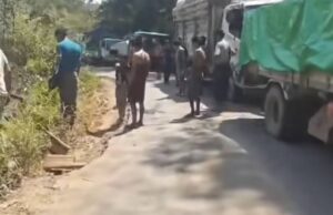 သံတောင်-လိပ်သိုလမ်းတွင် ကုန်တင်ယာဉ်တစ်စီး ချောက်ထဲထိုးကျတိမ်းမှောက်